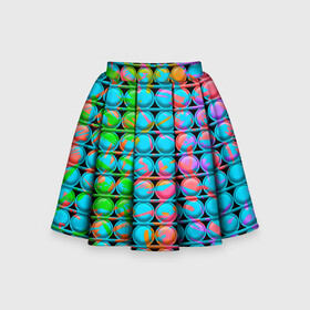 Детская юбка-солнце 3D с принтом POP IT | Взрыв Красок , 100% полиэстер | Эластичный пояс, крупные складки | it | pop | pop it | взрыв | димпл | игрушка антистресс | краски | поп ит | попит | пупырышки | радуга | разноцветная | симпл | сквиш | тренд тик тока
