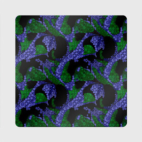 Магнит виниловый Квадрат с принтом Абстрактный темный в горох , полимерный материал с магнитным слоем | размер 9*9 см, закругленные углы | абстрактный | арт | в горох | детский | зеленый | модный | современный | фиолетовый