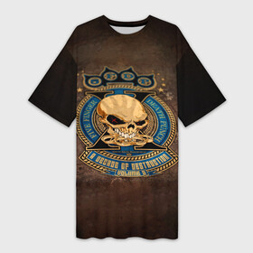Платье-футболка 3D с принтом A Decade of Destruction  Five Finger Death Punch ,  |  | 5fdp | 5фдп | ffdp | five finger death punch | ivan lewis greening | ivan moody | айвен льюис грининг | метал группа | рок группа | файв фингер дед панч | ффдп