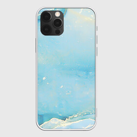 Чехол для iPhone 12 Pro с принтом Голубая Акварель , силикон | область печати: задняя сторона чехла, без боковых панелей | волны | золото | золотой | камень | красивый | краски | мрамор | пастель | разводы | текстура | узор