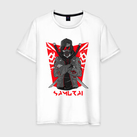Мужская футболка хлопок с принтом Samurai/Самурай , 100% хлопок | прямой крой, круглый вырез горловины, длина до линии бедер, слегка спущенное плечо. | samurai | анархист | воин | катана | мечи | самурай