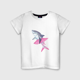 Детская футболка хлопок с принтом Акула балерина , 100% хлопок | круглый вырез горловины, полуприлегающий силуэт, длина до линии бедер | акула | балерина | зубы | ленты | пачка | плавники | пуанты | розовый | рыба | танец | танцовщица | хвост | челюсти | чешки | юбка