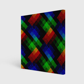 Холст квадратный с принтом Разноцветный мраморный узор  , 100% ПВХ |  | абстрактный | зеленый | красный | мраморный | пэчворк | радужный | разноцветный | синий | черный