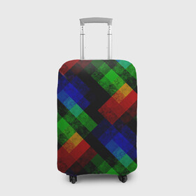 Чехол для чемодана 3D с принтом Разноцветный мраморный узор  , 86% полиэфир, 14% спандекс | двустороннее нанесение принта, прорези для ручек и колес | абстрактный | зеленый | красный | мраморный | пэчворк | радужный | разноцветный | синий | черный