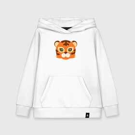 Детская толстовка хлопок с принтом Cute Tiger , 100% хлопок | Круглый горловой вырез, эластичные манжеты, пояс, капюшен | 2022 | animal | cat | lion | tiger | год тигра | животные | зверь | зубы | кот | кошка | лев | охотник | полосатый | природа | тигр | тигренок | тигрица | хищник