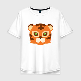 Мужская футболка хлопок Oversize с принтом Cute Tiger , 100% хлопок | свободный крой, круглый ворот, “спинка” длиннее передней части | 2022 | animal | cat | lion | tiger | год тигра | животные | зверь | зубы | кот | кошка | лев | охотник | полосатый | природа | тигр | тигренок | тигрица | хищник