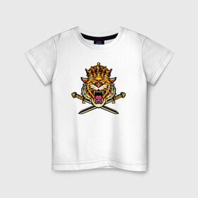 Детская футболка хлопок с принтом Tiger King , 100% хлопок | круглый вырез горловины, полуприлегающий силуэт, длина до линии бедер | 2022 | animal | cat | king | lion | tiger | год тигра | животные | зверь | зубы | король | кот | кошка | лев | охотник | полосатый | природа | тигр | тигренок | тигрица | хищник | царь