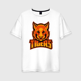 Женская футболка хлопок Oversize с принтом Tigers , 100% хлопок | свободный крой, круглый ворот, спущенный рукав, длина до линии бедер
 | 2022 | animal | cat | lion | tiger | год тигра | животные | зверь | зубы | кот | кошка | лев | охотник | полосатый | природа | тигр | тигренок | тигрица | хищник