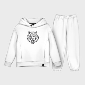 Детский костюм хлопок Oversize с принтом White Tiger ,  |  | 2022 | animal | cat | lion | tiger | год тигра | животные | зверь | зубы | кот | кошка | лев | охотник | полосатый | природа | тигр | тигренок | тигрица | хищник