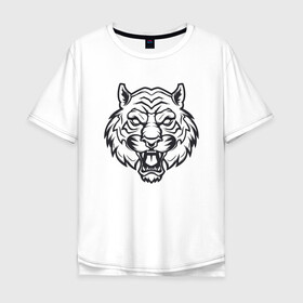 Мужская футболка хлопок Oversize с принтом White Tiger , 100% хлопок | свободный крой, круглый ворот, “спинка” длиннее передней части | 2022 | animal | cat | lion | tiger | год тигра | животные | зверь | зубы | кот | кошка | лев | охотник | полосатый | природа | тигр | тигренок | тигрица | хищник