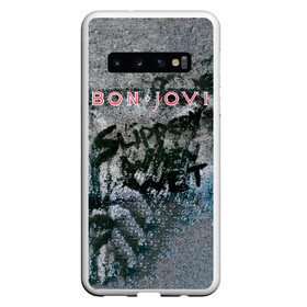 Чехол для Samsung Galaxy S10 с принтом Slippery When Wet - Bon Jovi , Силикон | Область печати: задняя сторона чехла, без боковых панелей | Тематика изображения на принте: bon jovi | john | альбом | арена | бон | бон джови | глэм | группа | джови | джон | метал | музыка | надпись | песни | поп | попрок | рок | рокер | смайл | солист | софт | стена | хард | хеви | хевиметал