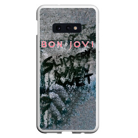 Чехол для Samsung S10E с принтом Slippery When Wet - Bon Jovi , Силикон | Область печати: задняя сторона чехла, без боковых панелей | Тематика изображения на принте: bon jovi | john | альбом | арена | бон | бон джови | глэм | группа | джови | джон | метал | музыка | надпись | песни | поп | попрок | рок | рокер | смайл | солист | софт | стена | хард | хеви | хевиметал