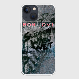 Чехол для iPhone 13 mini с принтом Slippery When Wet   Bon Jovi ,  |  | Тематика изображения на принте: bon jovi | john | альбом | арена | бон | бон джови | глэм | группа | джови | джон | метал | музыка | надпись | песни | поп | попрок | рок | рокер | смайл | солист | софт | стена | хард | хеви | хевиметал