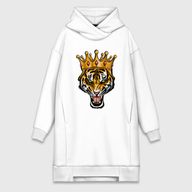 Платье-худи хлопок с принтом Царь тигр ,  |  | 2022 | animal | cat | lion | tiger | год тигра | животные | зверь | зубы | кот | кошка | лев | охотник | полосатый | природа | тигр | тигренок | тигрица | хищник