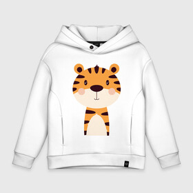 Детское худи Oversize хлопок с принтом Cartoon Tiger , френч-терри — 70% хлопок, 30% полиэстер. Мягкий теплый начес внутри —100% хлопок | боковые карманы, эластичные манжеты и нижняя кромка, капюшон на магнитной кнопке | 2022 | animal | cat | lion | tiger | год тигра | животные | зверь | зубы | кот | кошка | лев | охотник | полосатый | природа | тигр | тигренок | тигрица | хищник