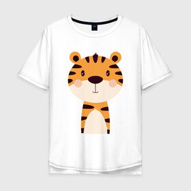 Мужская футболка хлопок Oversize с принтом Cartoon Tiger , 100% хлопок | свободный крой, круглый ворот, “спинка” длиннее передней части | 2022 | animal | cat | lion | tiger | год тигра | животные | зверь | зубы | кот | кошка | лев | охотник | полосатый | природа | тигр | тигренок | тигрица | хищник