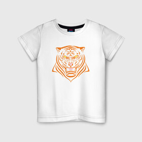 Детская футболка хлопок с принтом Orange Tiger , 100% хлопок | круглый вырез горловины, полуприлегающий силуэт, длина до линии бедер | 2022 | animal | cat | lion | tiger | год тигра | животные | зверь | зубы | кот | кошка | лев | охотник | полосатый | природа | тигр | тигренок | тигрица | хищник