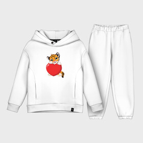 Детский костюм хлопок Oversize с принтом Tiger Love ,  |  | 2022 | animal | cat | heart | lion | love | tiger | год тигра | животные | зверь | зубы | кот | кошка | лев | люблю | любовь | охотник | полосатый | природа | сердце | тигр | тигренок | тигрица | хищник