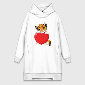 Платье-худи хлопок с принтом Tiger Love ,  |  | 2022 | animal | cat | heart | lion | love | tiger | год тигра | животные | зверь | зубы | кот | кошка | лев | люблю | любовь | охотник | полосатый | природа | сердце | тигр | тигренок | тигрица | хищник