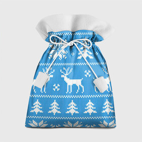 Подарочный 3D мешок с принтом Зимняя ночь , 100% полиэстер | Размер: 29*39 см | арт | вязаный рисунок | вязь | ёлка | ёлки | ель | лес | новый год | ночь | олени | олень | рисунок | рождество | снег | снеговик | снеговики | снежинка | снежинки