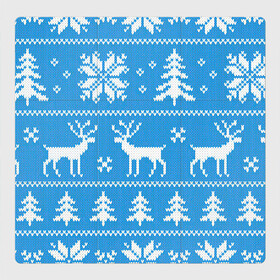 Магнитный плакат 3Х3 с принтом Зимняя ночь , Полимерный материал с магнитным слоем | 9 деталей размером 9*9 см | Тематика изображения на принте: арт | вязаный рисунок | вязь | ёлка | ёлки | ель | лес | новый год | ночь | олени | олень | рисунок | рождество | снег | снеговик | снеговики | снежинка | снежинки
