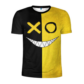 Мужская футболка 3D спортивная с принтом Yellow and black smile , 100% полиэстер с улучшенными характеристиками | приталенный силуэт, круглая горловина, широкие плечи, сужается к линии бедра | emoji | smile | глаза крестики | злой смайл | злой смайлик | зубы | контраст | крестики | подарок | пятна | смайл | смайлик | улыбка | эмоджи | эмоция