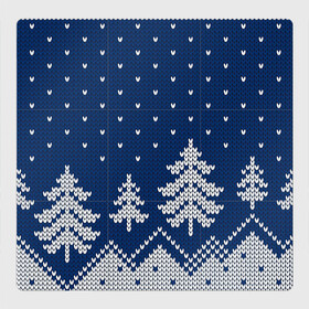 Магнитный плакат 3Х3 с принтом Зимняя ночь , Полимерный материал с магнитным слоем | 9 деталей размером 9*9 см | арт | вязаный рисунок | вязь | зима | зимняя ночь | лес | новый год | ночь | рисунок | рождество | снег | снеговик | снеговики | снежинка | снежинки