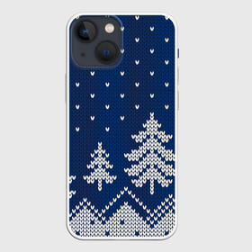 Чехол для iPhone 13 mini с принтом Зимняя ночь ,  |  | арт | вязаный рисунок | вязь | зима | зимняя ночь | лес | новый год | ночь | рисунок | рождество | снег | снеговик | снеговики | снежинка | снежинки