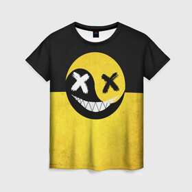 Женская футболка 3D с принтом Smile yin and yang , 100% полиэфир ( синтетическое хлопкоподобное полотно) | прямой крой, круглый вырез горловины, длина до линии бедер | emoji | smile | глаза крестики | злой смайл | злой смайлик | зубы | контраст | крестики | подарок | пятна | смайл | смайлик | улыбка | эмоджи | эмоция