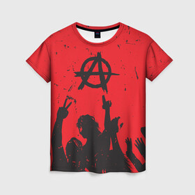 Женская футболка 3D с принтом АНАРХИЯ | СВОБОДА (Z) , 100% полиэфир ( синтетическое хлопкоподобное полотно) | прямой крой, круглый вырез горловины, длина до линии бедер | anarchy | riot | rock | анархия | бунт | знаки | музыка | панки | рок | свобода | символ | символика