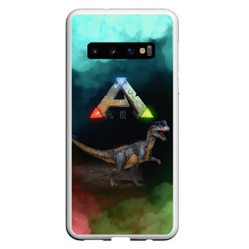 Чехол для Samsung Galaxy S10 с принтом Ark Survival | Арк Сурвивал (Z) , Силикон | Область печати: задняя сторона чехла, без боковых панелей | ark | ark survival evolved | dino | fittest | game | survival | survival of the fittest | unreal engine | арк сурвивал | выживание | динозавр | игры | симулятором выживания | сюрвивал | тродон | ютараптор