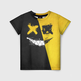 Детская футболка 3D с принтом Yellow and Black Emoji , 100% гипоаллергенный полиэфир | прямой крой, круглый вырез горловины, длина до линии бедер, чуть спущенное плечо, ткань немного тянется | emoji | smile | глаза крестики | злой смайл | злой смайлик | зубы | контраст | крестики | подарок | пятна | смайл | смайлик | улыбка | эмоджи | эмоция