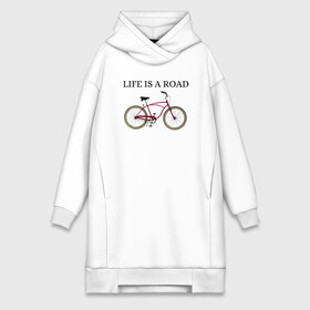 Платье-худи хлопок с принтом Велосипед ,  |  | bike | life | road | велосипед | дорога | жизнь