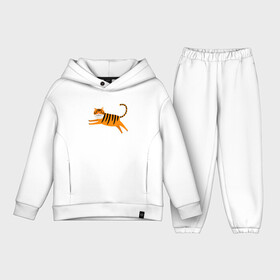 Детский костюм хлопок Oversize с принтом Jumping Tiger ,  |  | 2022 | animal | cat | lion | tiger | год тигра | животные | зверь | зубы | кот | кошка | лев | охотник | полосатый | природа | тигр | тигренок | тигрица | хищник