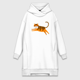 Платье-худи хлопок с принтом Jumping Tiger ,  |  | 2022 | animal | cat | lion | tiger | год тигра | животные | зверь | зубы | кот | кошка | лев | охотник | полосатый | природа | тигр | тигренок | тигрица | хищник