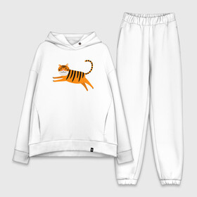 Женский костюм хлопок Oversize с принтом Jumping Tiger ,  |  | 2022 | animal | cat | lion | tiger | год тигра | животные | зверь | зубы | кот | кошка | лев | охотник | полосатый | природа | тигр | тигренок | тигрица | хищник