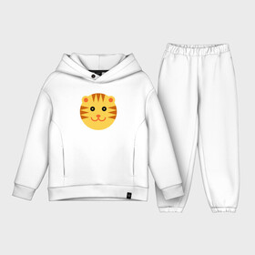 Детский костюм хлопок Oversize с принтом Sunny Tiger ,  |  | Тематика изображения на принте: 2022 | animal | cat | lion | tiger | год тигра | животные | зверь | зубы | кот | кошка | лев | охотник | полосатый | природа | тигр | тигренок | тигрица | хищник