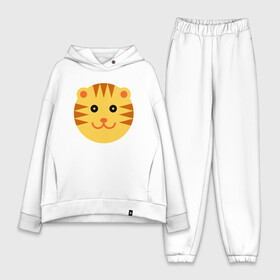 Женский костюм хлопок Oversize с принтом Sunny Tiger ,  |  | Тематика изображения на принте: 2022 | animal | cat | lion | tiger | год тигра | животные | зверь | зубы | кот | кошка | лев | охотник | полосатый | природа | тигр | тигренок | тигрица | хищник