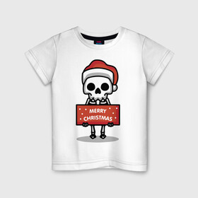 Детская футболка хлопок с принтом Merry Christmas joke , 100% хлопок | круглый вырез горловины, полуприлегающий силуэт, длина до линии бедер | holiday | joke | merry christmas | new year | poster | skeleton | skull | новый год | постер | праздник | рождество | скелет | череп | шутка