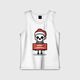 Детская майка хлопок с принтом Merry Christmas joke ,  |  | holiday | joke | merry christmas | new year | poster | skeleton | skull | новый год | постер | праздник | рождество | скелет | череп | шутка