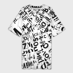 Платье-футболка 3D с принтом UNDER WHITE ,  |  | text | белый | буквы | пестрое | текст