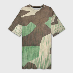 Платье-футболка 3D с принтом Splittertarnmuster ,  |  | army | beige | brown | camouflage | green | khaki | military | rhombuses | spots | армейский | бежевый | зелёный | камуфляж | коричневый | милитари | пятна | ромбы | хаки