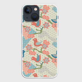 Чехол для iPhone 13 mini с принтом Традиционный японский орнамент ,  |  | восток | морские волны | орнамент | паттерн | птицы | сайгайха | япония