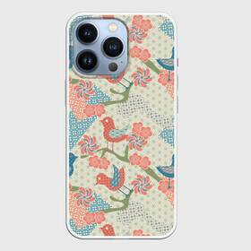 Чехол для iPhone 13 Pro с принтом Традиционный японский орнамент ,  |  | восток | морские волны | орнамент | паттерн | птицы | сайгайха | япония