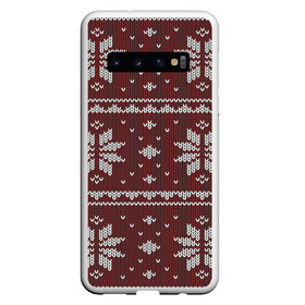Чехол для Samsung Galaxy S10 с принтом Вязаный рисунок , Силикон | Область печати: задняя сторона чехла, без боковых панелей | арт | вязаный рисунок | вязь | новый год | рисунок | рождество | ромб | ромбик | ромбы | снег | снежинка | снежинки