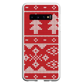 Чехол для Samsung Galaxy S10 с принтом Вязаный рисунок , Силикон | Область печати: задняя сторона чехла, без боковых панелей | арт | вязаный рисунок | вязь | дерево | деревья | ёлка | ёлки | ель | новый год | рисунок | рождество | снег | снежинка | снежинки