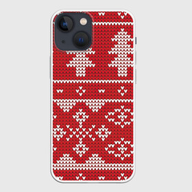Чехол для iPhone 13 mini с принтом Вязаный рисунок ,  |  | арт | вязаный рисунок | вязь | дерево | деревья | ёлка | ёлки | ель | новый год | рисунок | рождество | снег | снежинка | снежинки
