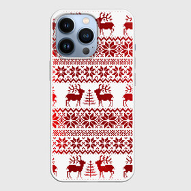 Чехол для iPhone 13 Pro с принтом Олени в зимнем лесу ,  |  | арт | вязаный рисунок | вязь | ёлка | ёлки | ель | новый год | ночь | олени | олень | рисунок | рога | рождество | снег | снеговик | снеговики | снежинка | снежинки