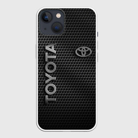 Чехол для iPhone 13 с принтом TOYOTA STEEL HONEYCOMBS ,  |  | toyota | авто | автомобиль | логотип | марка | машина | надпись | соты | сталь | текстура | тоета | тойота