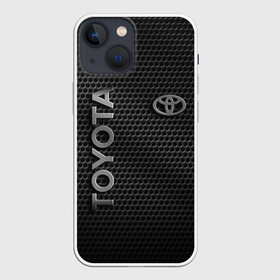 Чехол для iPhone 13 mini с принтом TOYOTA STEEL HONEYCOMBS ,  |  | toyota | авто | автомобиль | логотип | марка | машина | надпись | соты | сталь | текстура | тоета | тойота